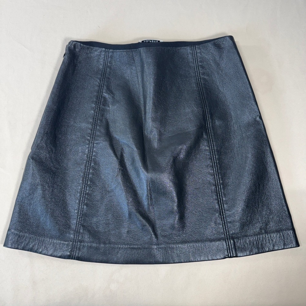 Babaton Aritzia Black Vegan Leather Panel Mini Skirt Size 4 A-Line Edgy Chic - Picture 2 of 12
